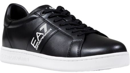 Emporio Armani EA7 Emporio Armani Black And White Leather Sneakers Zwart