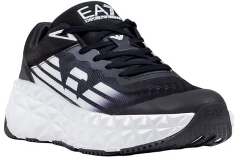 Emporio Armani EA7 Emporio Armani Black And White Polyester Athletic Sneakers Zwart