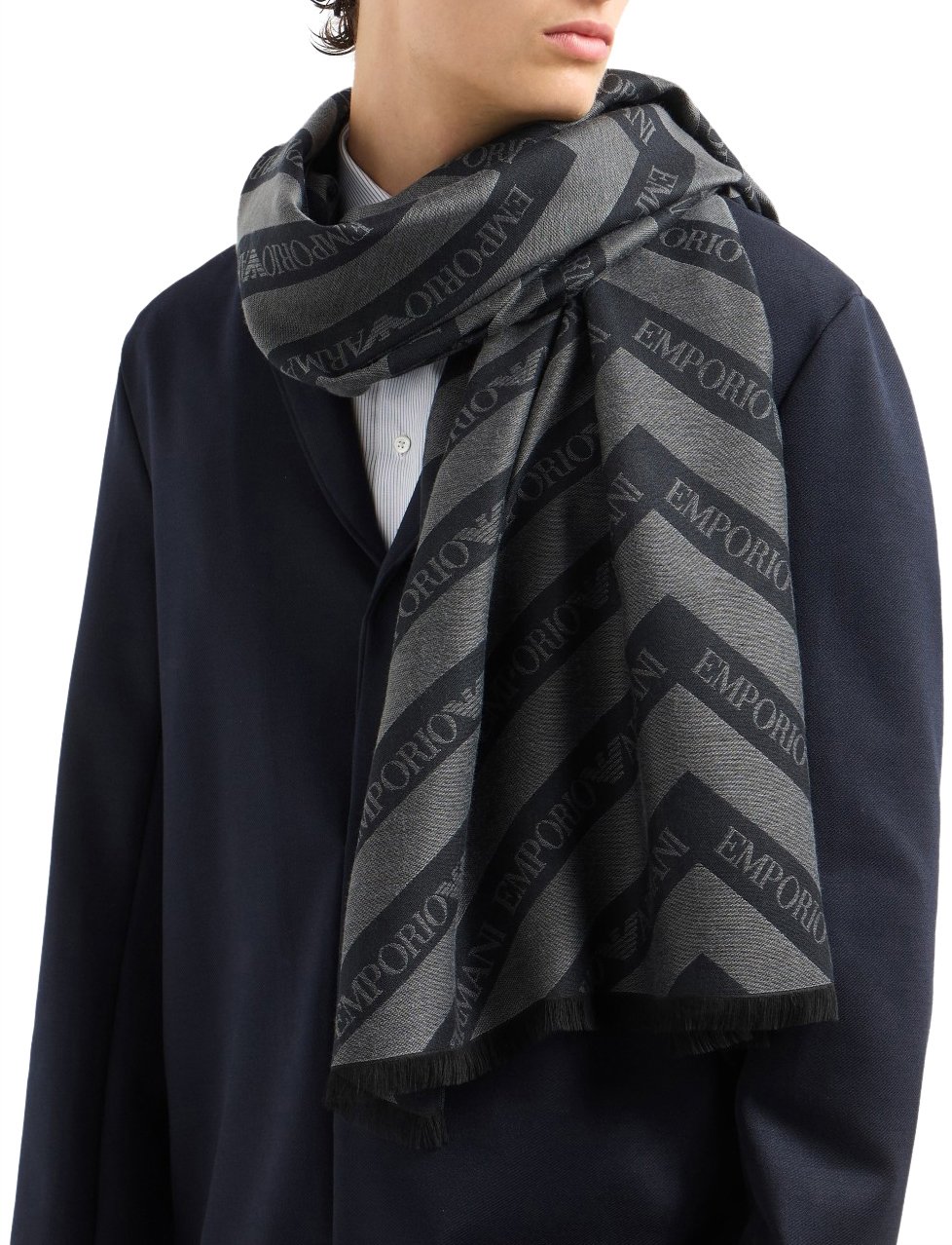 Emporio Armani Scarfs Anthracite Grijs