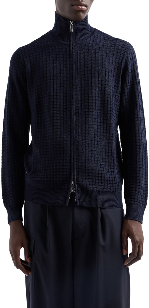 Emporio Armani Sweaters Treccia Blu Blauw