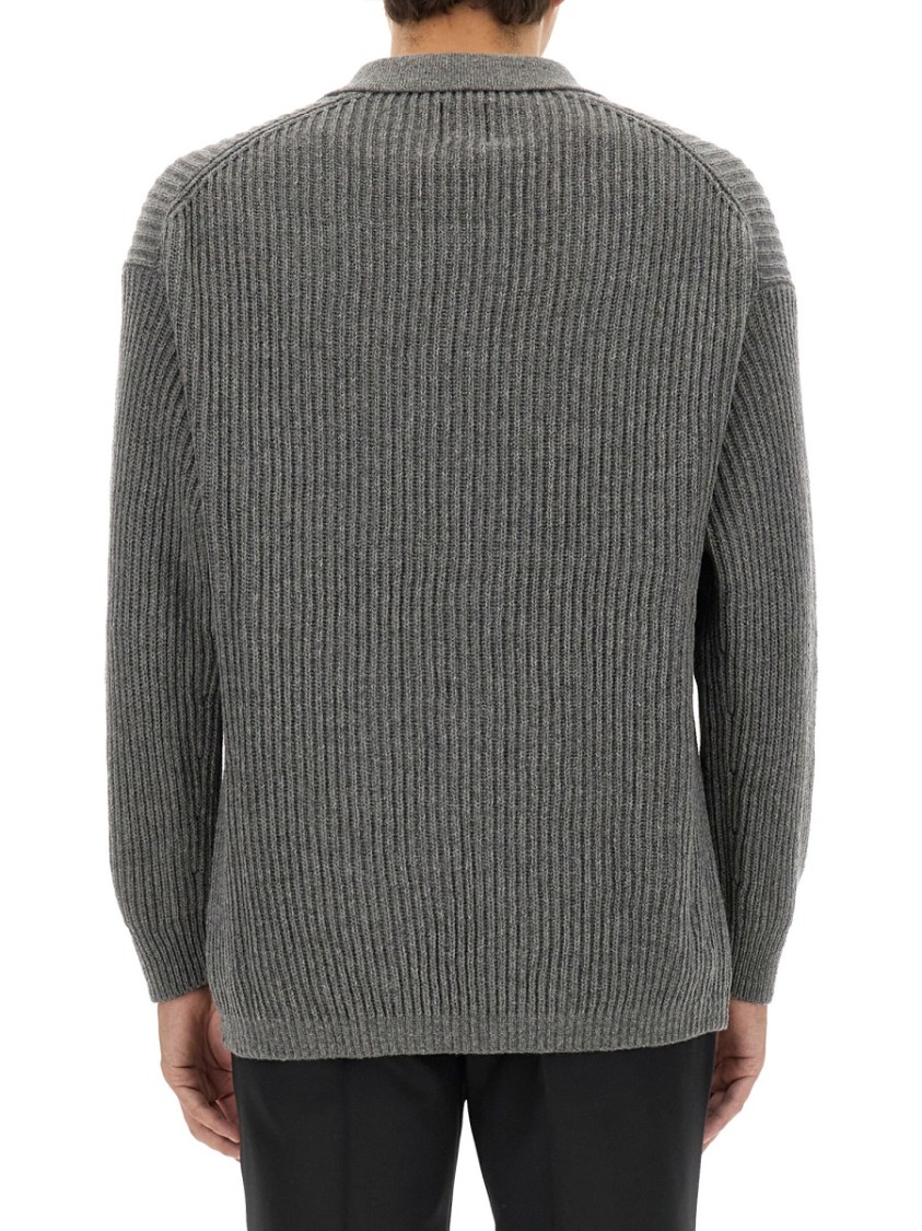 Emporio Armani Ribbed Grey Wool Jersey Grijs