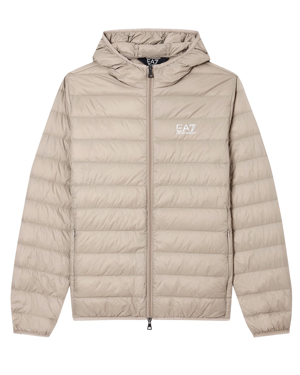 Emporio Armani Packable Down-Filled Jacket with Horizontal Quilting and Stand-Up Collar Neutraal