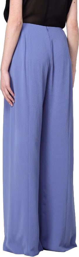 Emporio Armani High Waisted Back Zip Palazzo Trousers Blauw