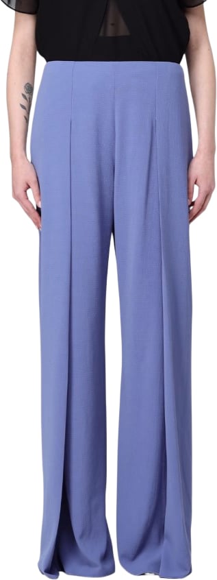 Emporio Armani High Waisted Back Zip Palazzo Trousers Blauw