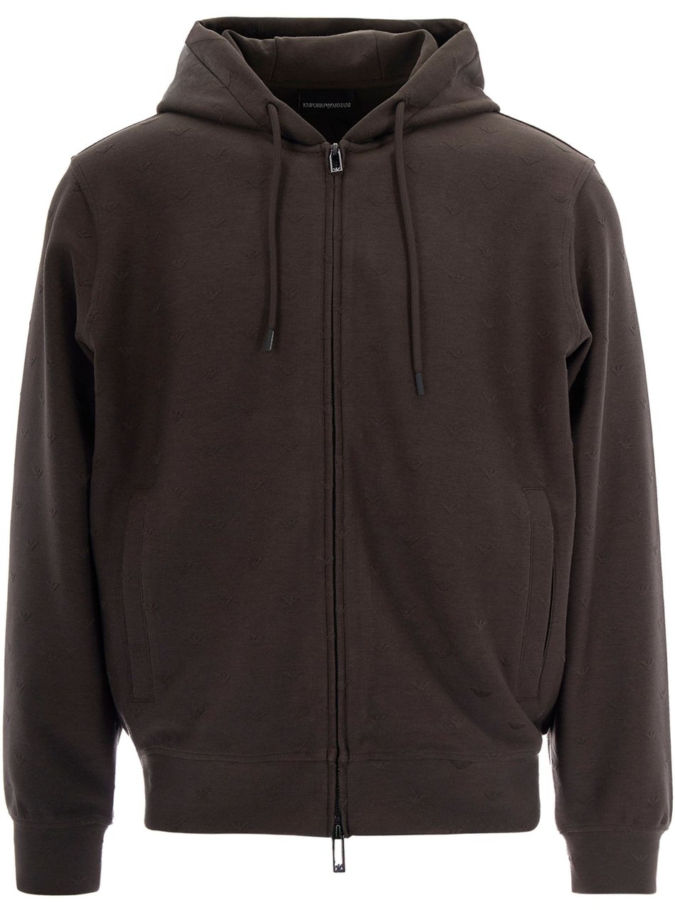 Emporio Armani Sweaters U8112 Allover Eagle Jacquard Bruin