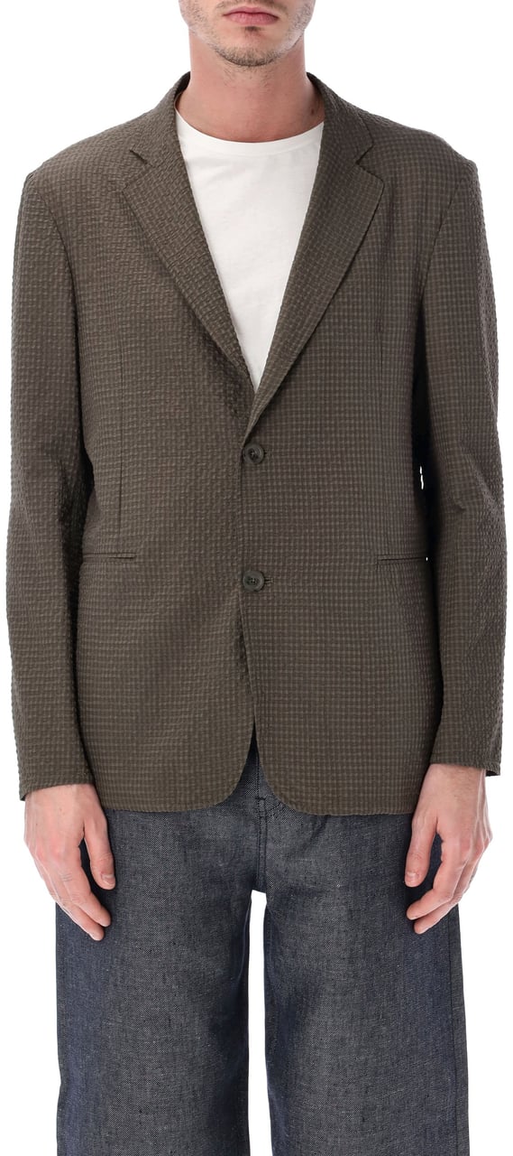 Emporio Armani Blazer Seersucker Noce Brown Bruin