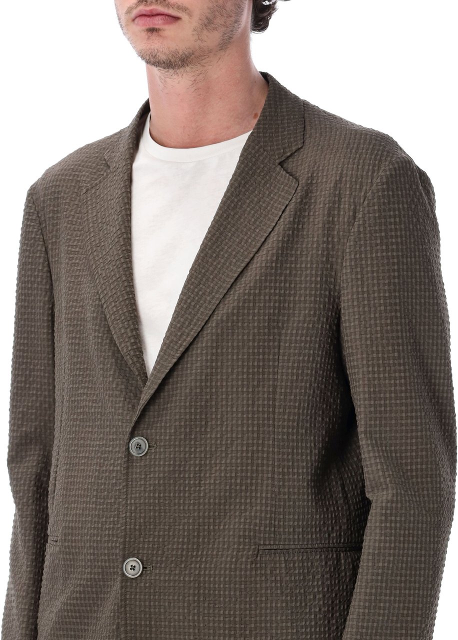 Emporio Armani Blazer Seersucker Noce Brown Bruin