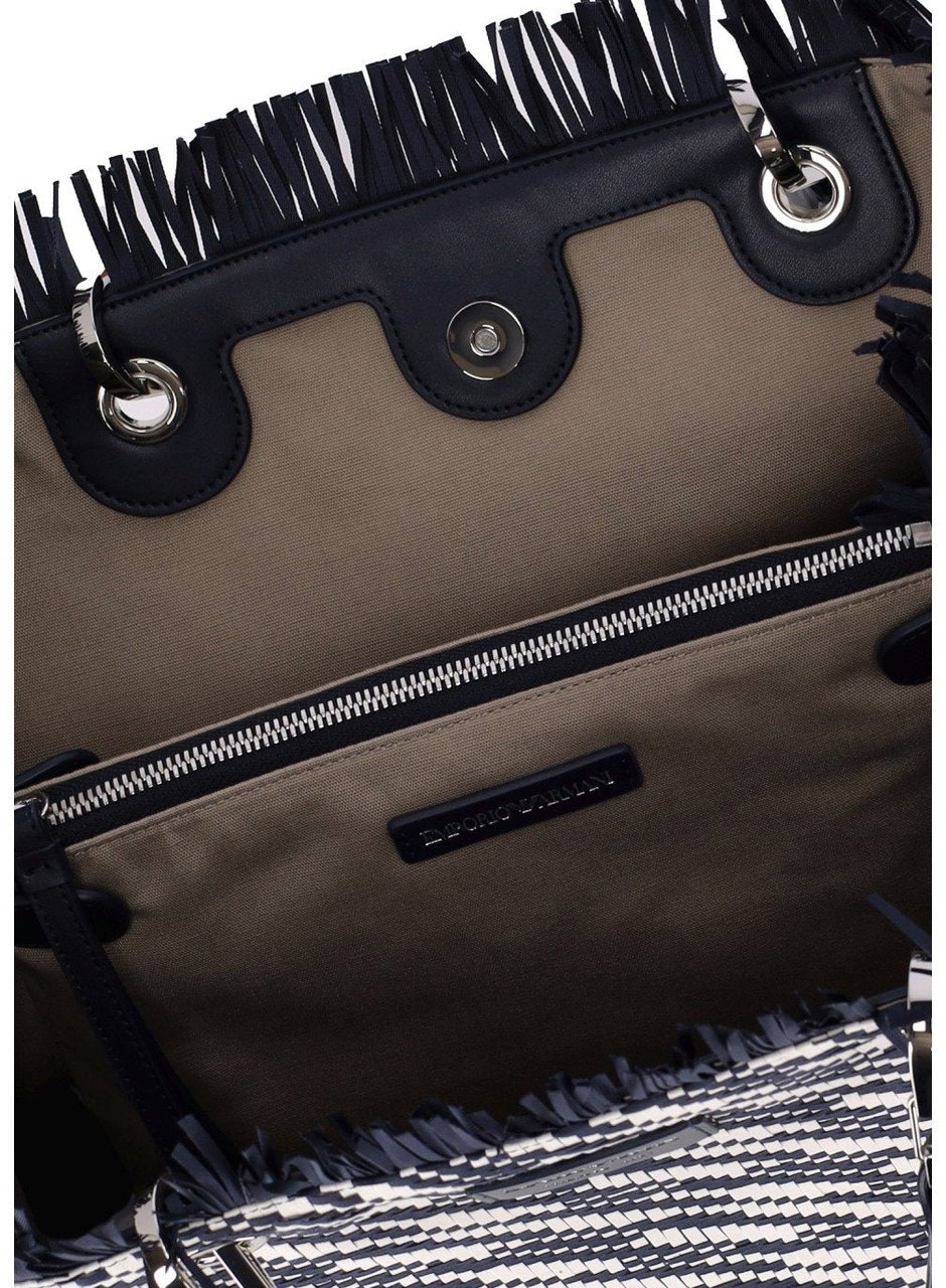 EMPORIO ARMANI MYEA AND WHITE MEDIUM SHOPPING BAG Blauw