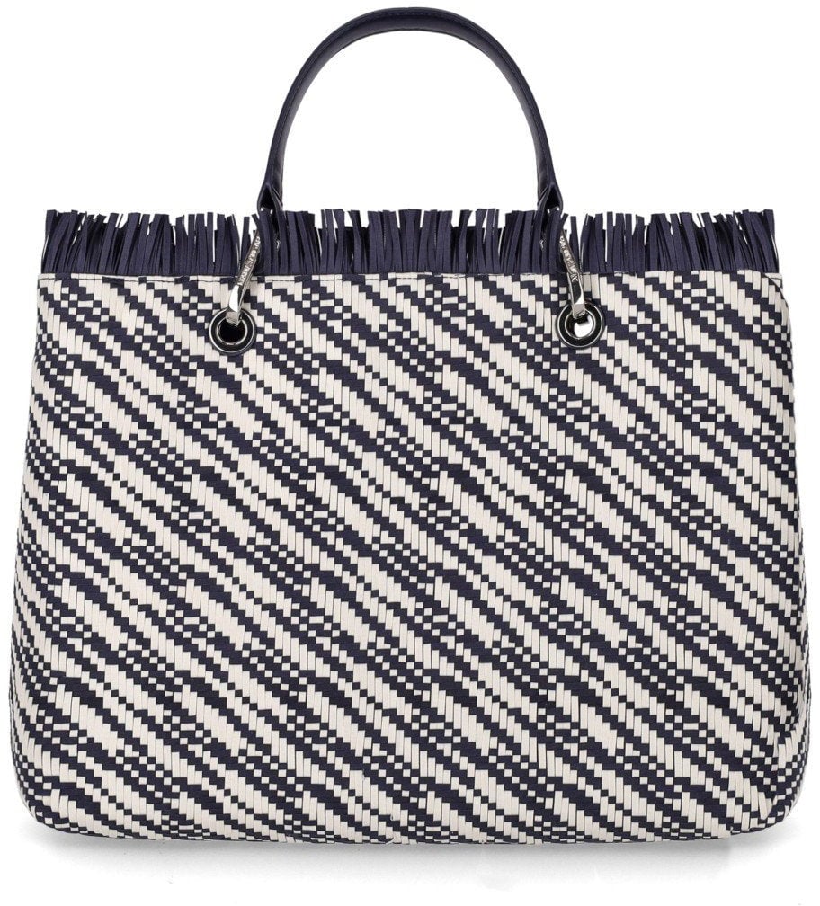 EMPORIO ARMANI MYEA AND WHITE MEDIUM SHOPPING BAG Blauw