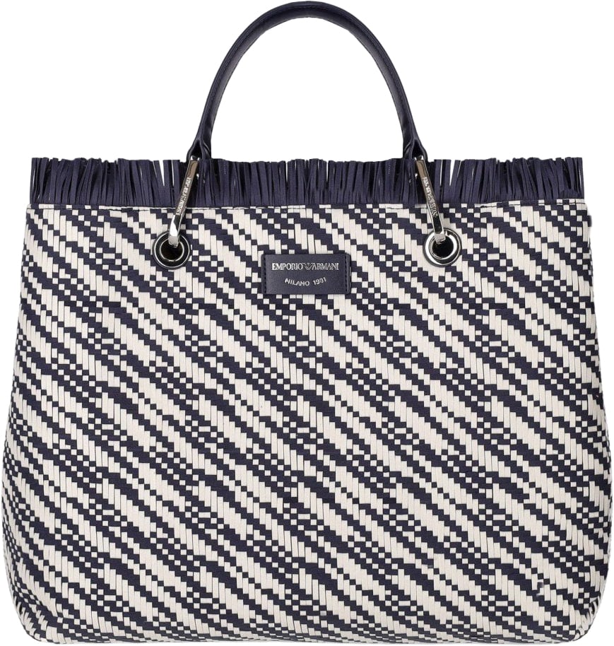 EMPORIO ARMANI MYEA AND WHITE MEDIUM SHOPPING BAG Blauw