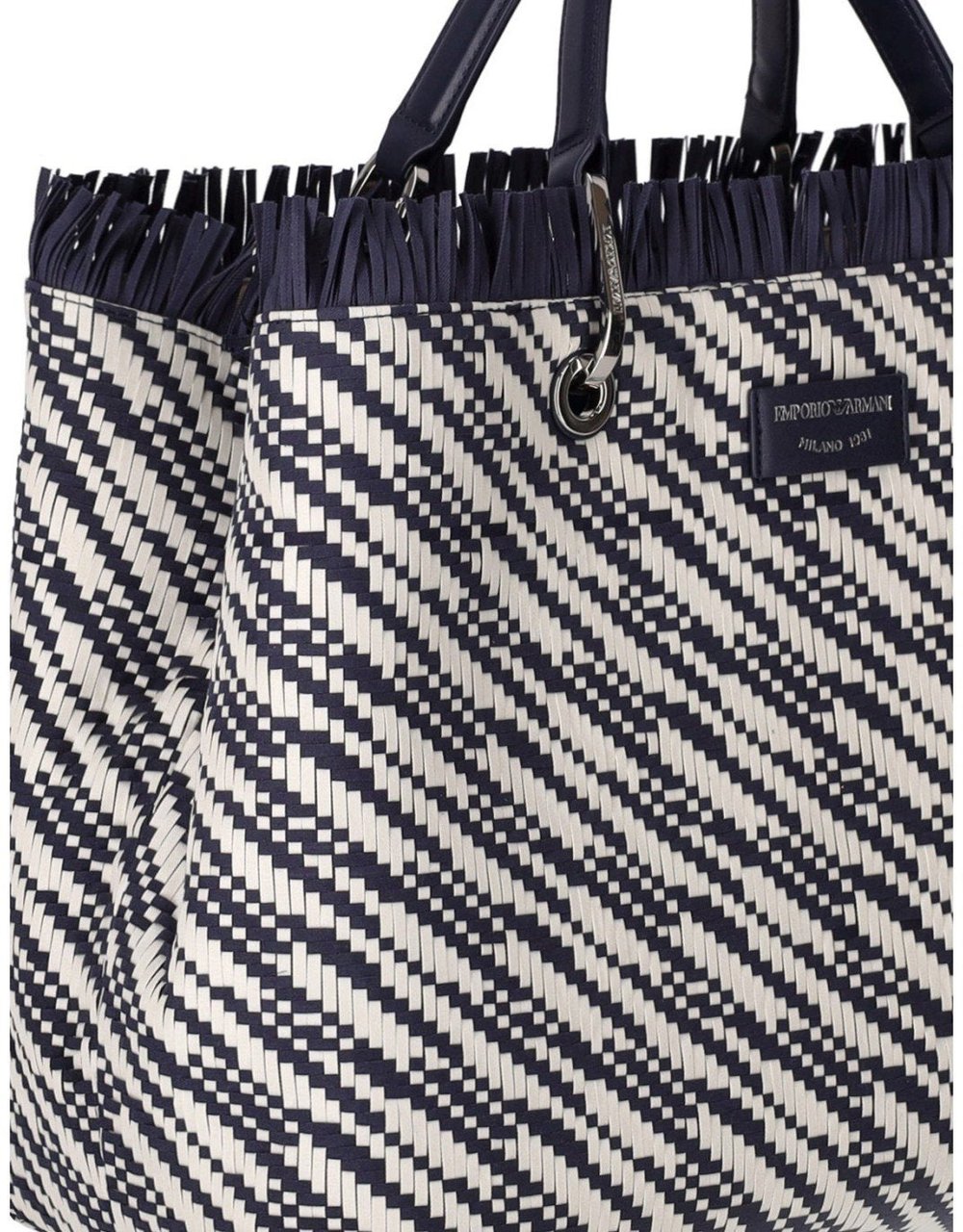 EMPORIO ARMANI MYEA AND WHITE MEDIUM SHOPPING BAG Blauw