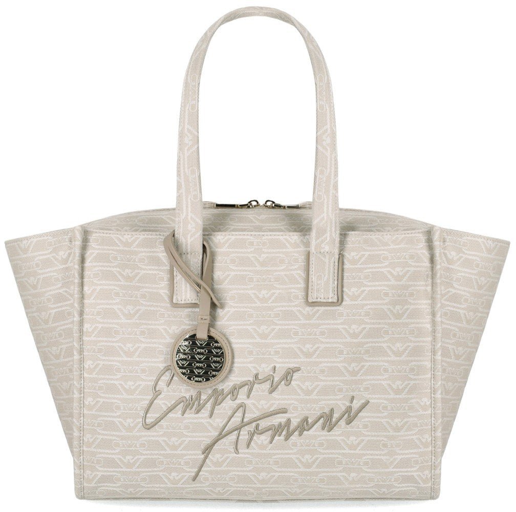 Emporio Armani EMPORIO ARMANI MONOGRAM NATURAL MEDIUM SHOPPING BAG Beige