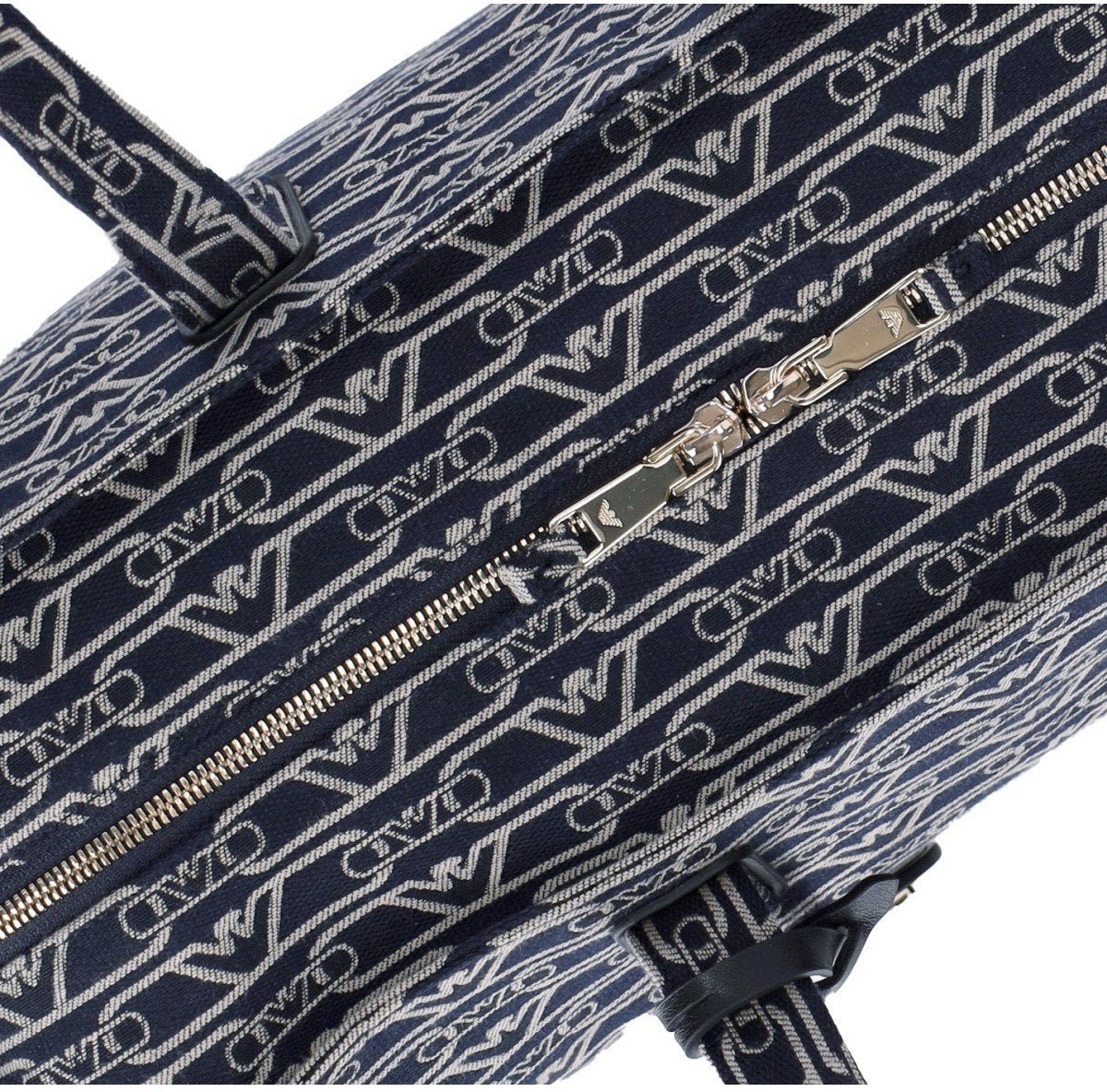 Emporio Armani EMPORIO ARMANI MONOGRAM ÉCRU MEDIUM SHOPPING BAG Blauw