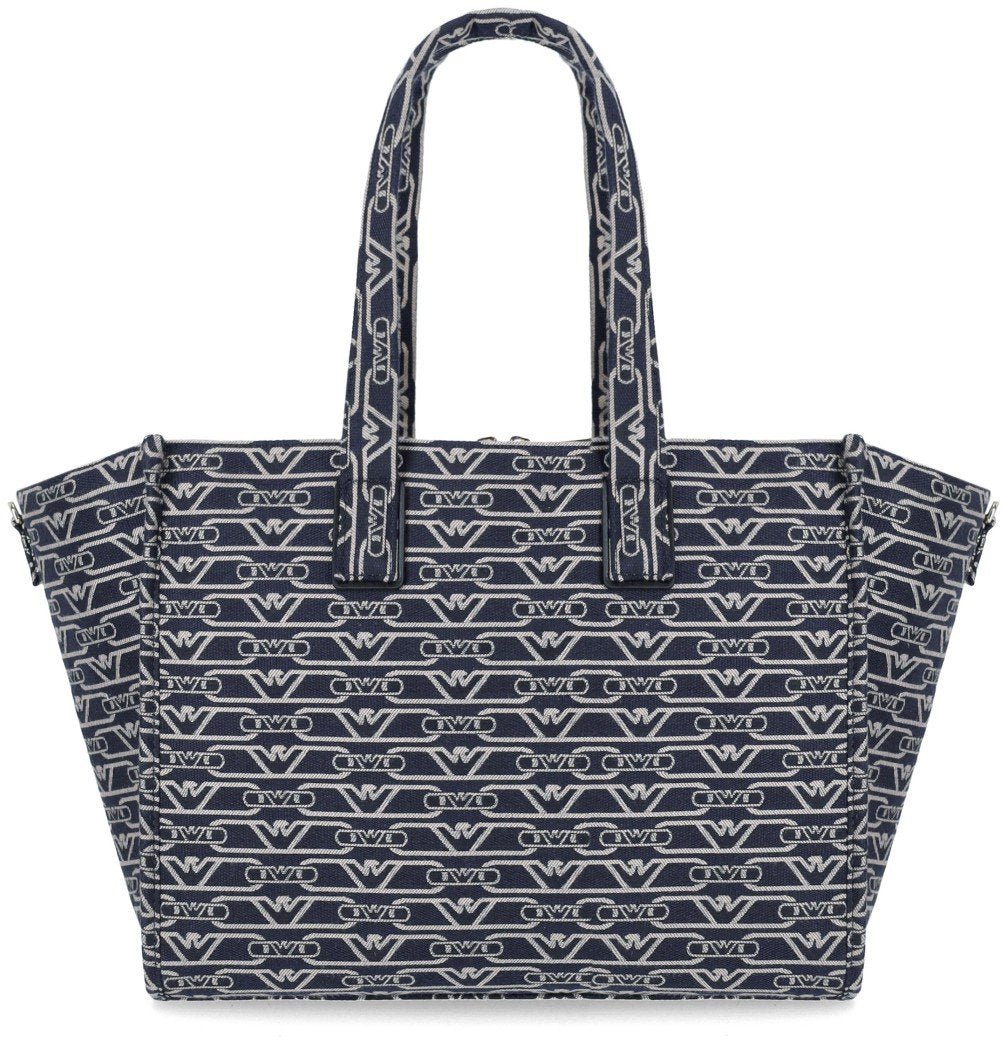Emporio Armani EMPORIO ARMANI MONOGRAM ÉCRU MEDIUM SHOPPING BAG Blauw