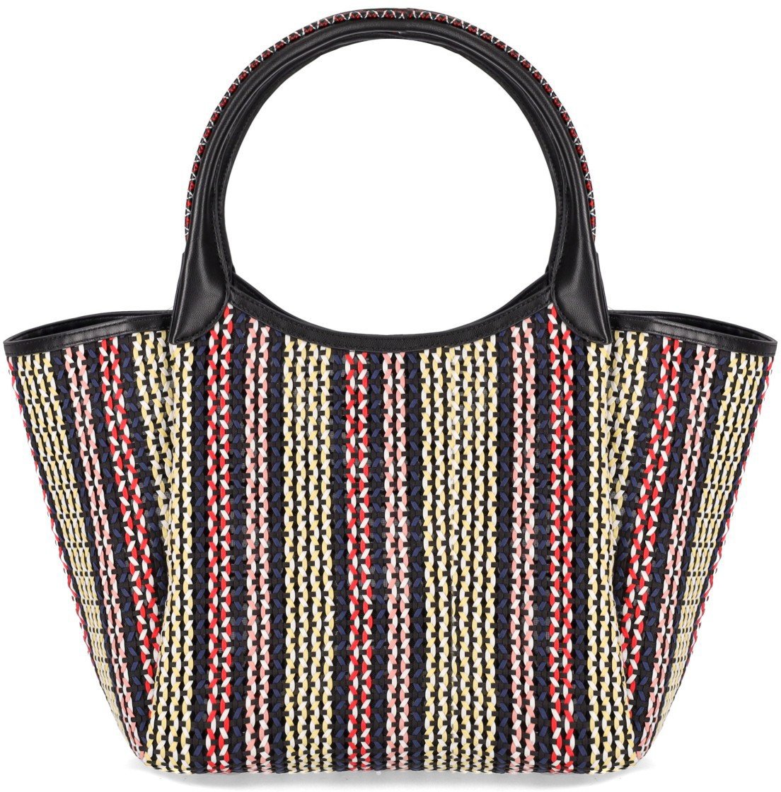 Emporio Armani EMPORIO ARMANI MULTICOLOR WOVEN SHOPPING BAG Zwart