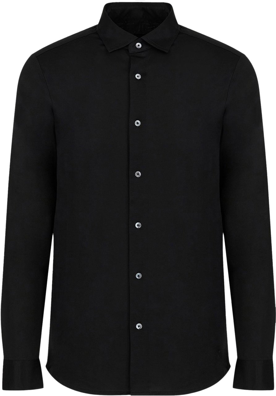 Emporio Armani Heren Lyocell Jersey Shirt Zwart Zwart