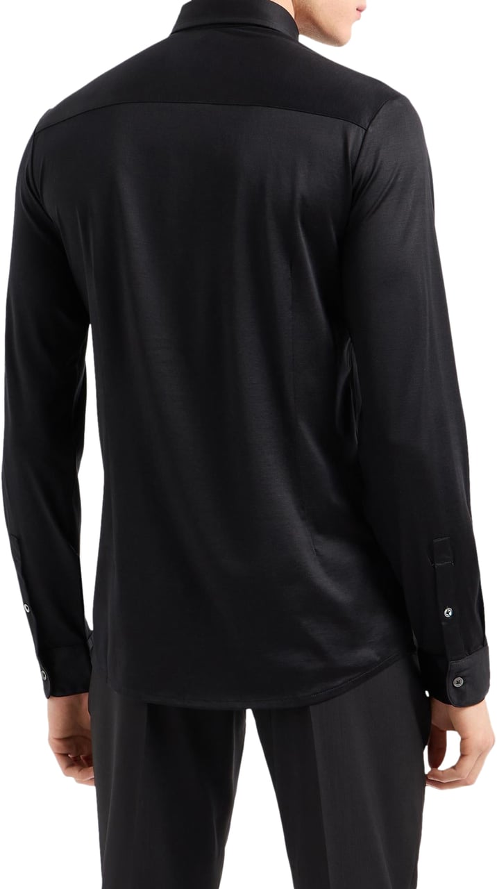 Emporio Armani Heren Lyocell Jersey Shirt Zwart Zwart