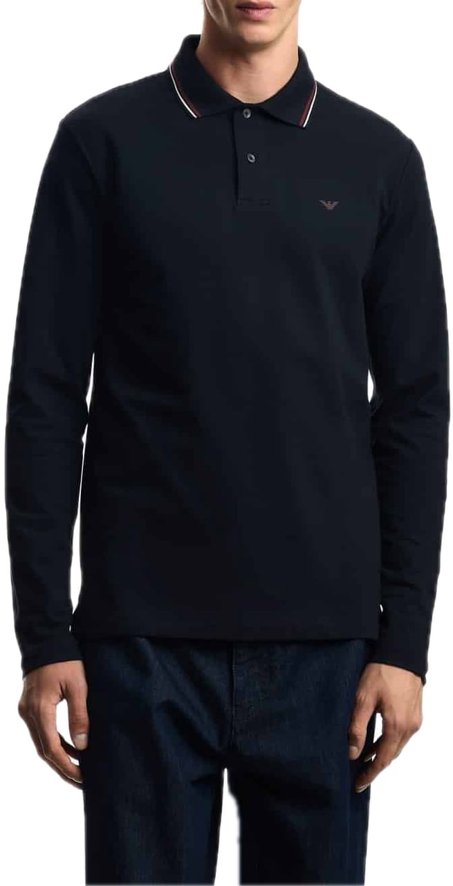 Emporio Armani Double Stripe Long Sleeve Blue Navy Blauw
