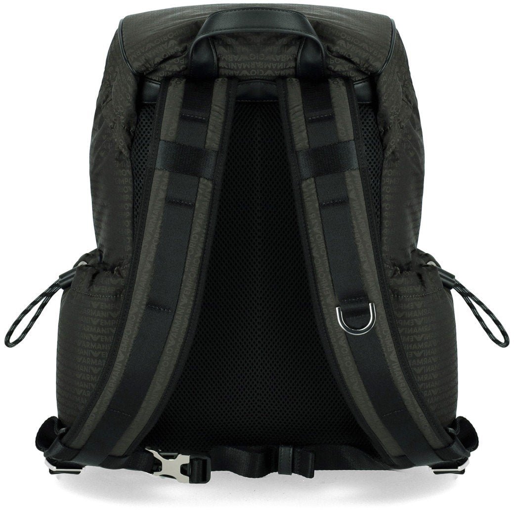 Emporio Armani EMPORIO ARMANI MONOGRAM MILITARY BACKPACK Groen
