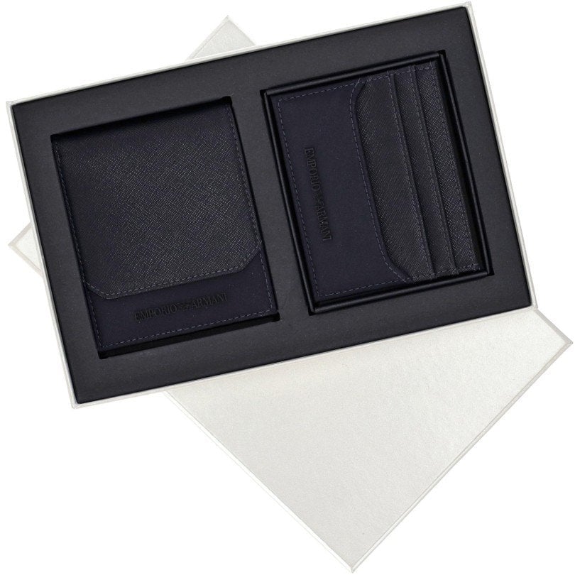 Emporio Armani EMPORIO ARMANI WALLET+CARD HOLDER SET Blauw