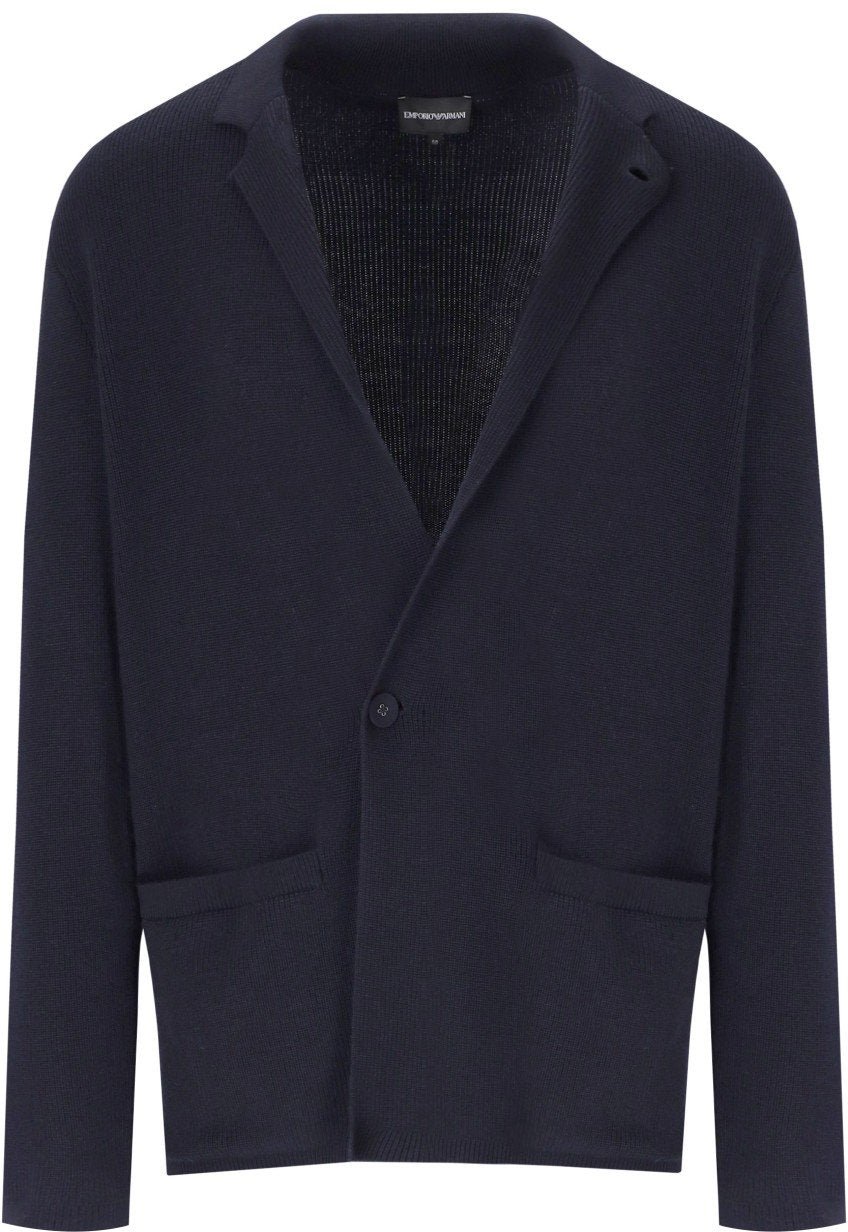 Emporio Armani EMPORIO ARMANI NAVY KNITTED JACKET Blauw
