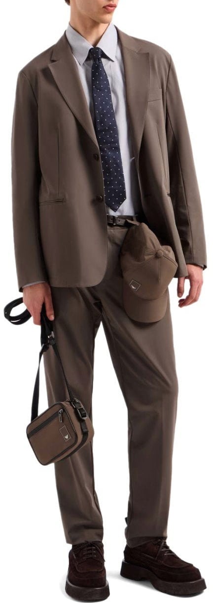 Emporio Armani EMPORIO ARMANI TRAVEL ESSENTIAL SINGLE-BREASTED JACKET Bruin