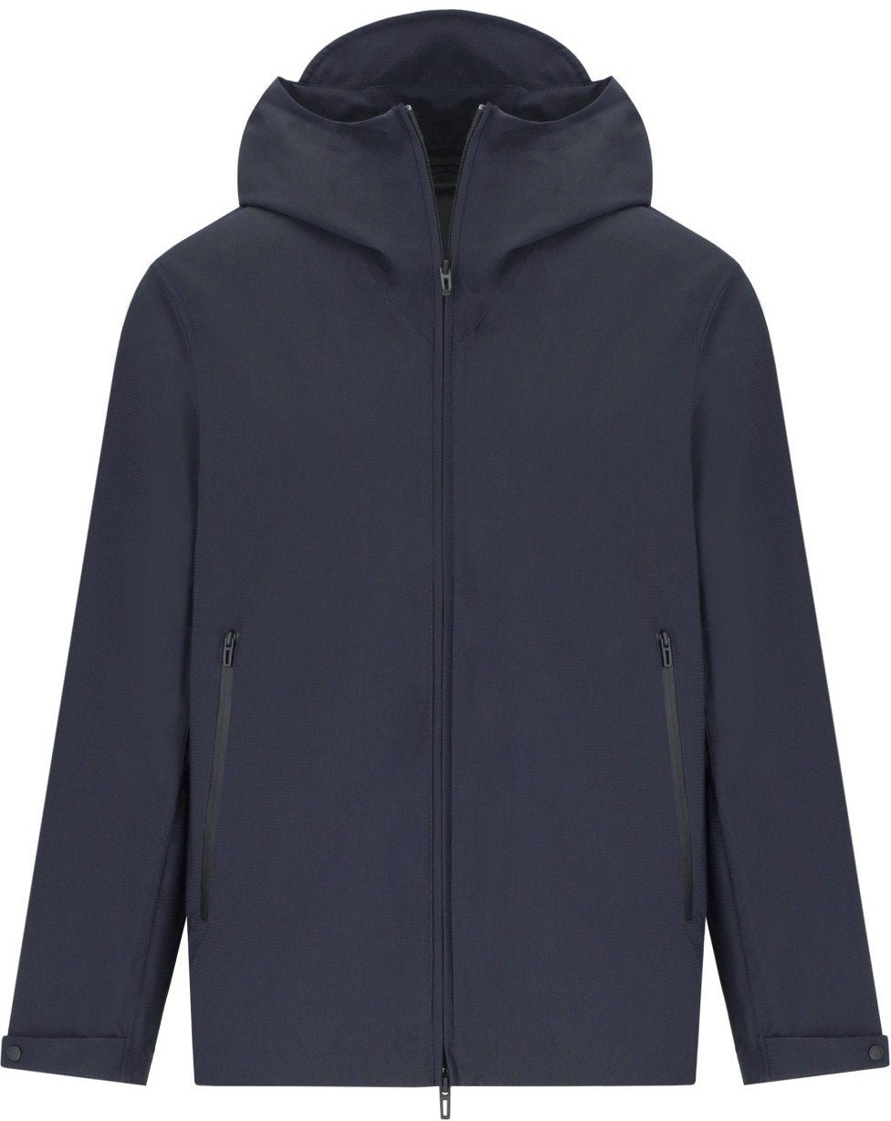 Emporio Armani EMPORIO ARMANI TRAVEL ESSENTIAL NAVY HOODED JACKET Blauw