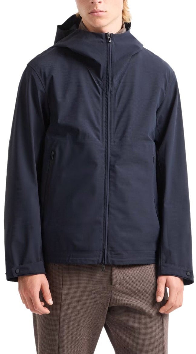 Emporio Armani EMPORIO ARMANI TRAVEL ESSENTIAL NAVY HOODED JACKET Blauw