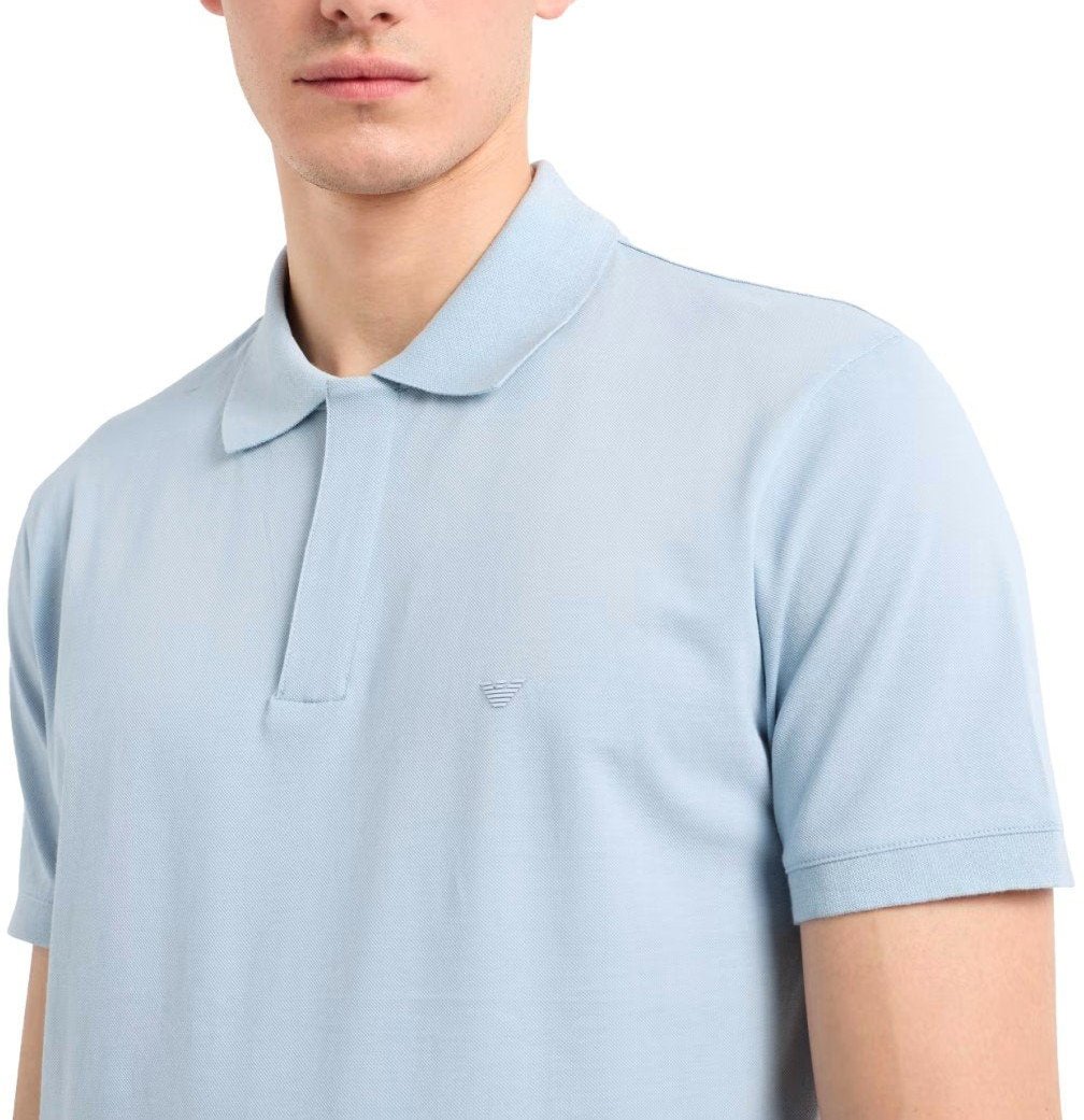 Emporio Armani EMPORIO ARMANI TRAVEL ESSENTIAL LIGHT BLUE POLO SHIRT Lichtblauw