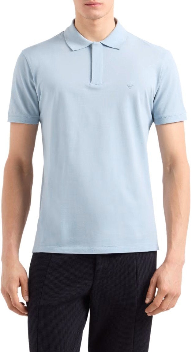 Emporio Armani EMPORIO ARMANI TRAVEL ESSENTIAL LIGHT BLUE POLO SHIRT Lichtblauw