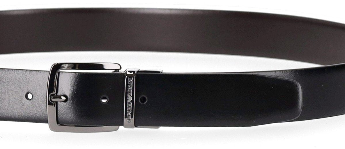 Emporio Armani EMPORIO ARMANI DARK BROWN REVERSIBLE BELT Zwart