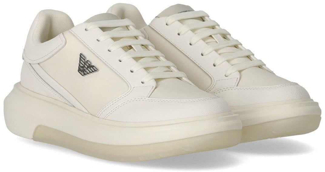Emporio Armani EMPORIO ARMANI SAFFIANO SNEAKER Wit