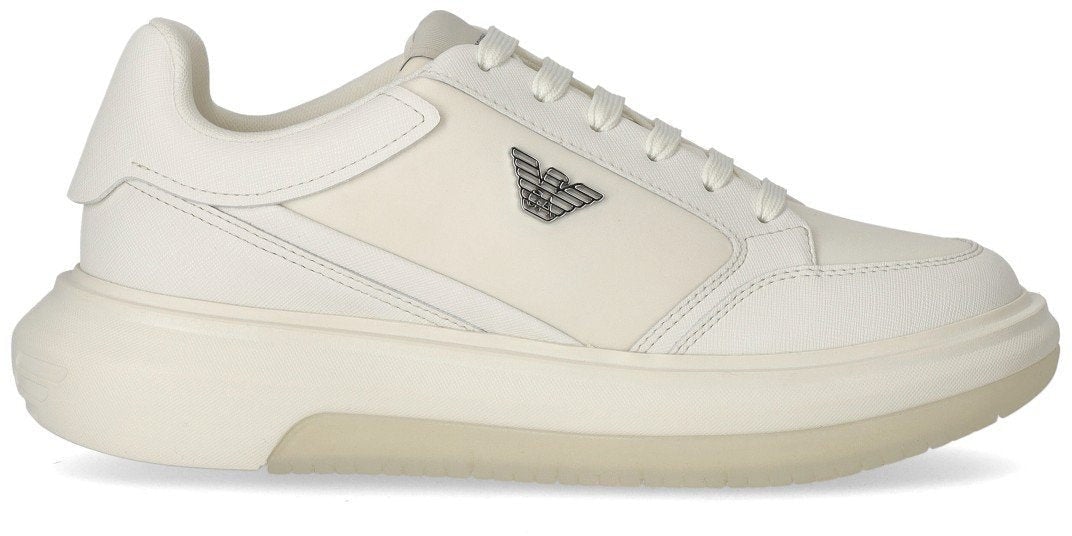Emporio Armani EMPORIO ARMANI SAFFIANO SNEAKER Wit