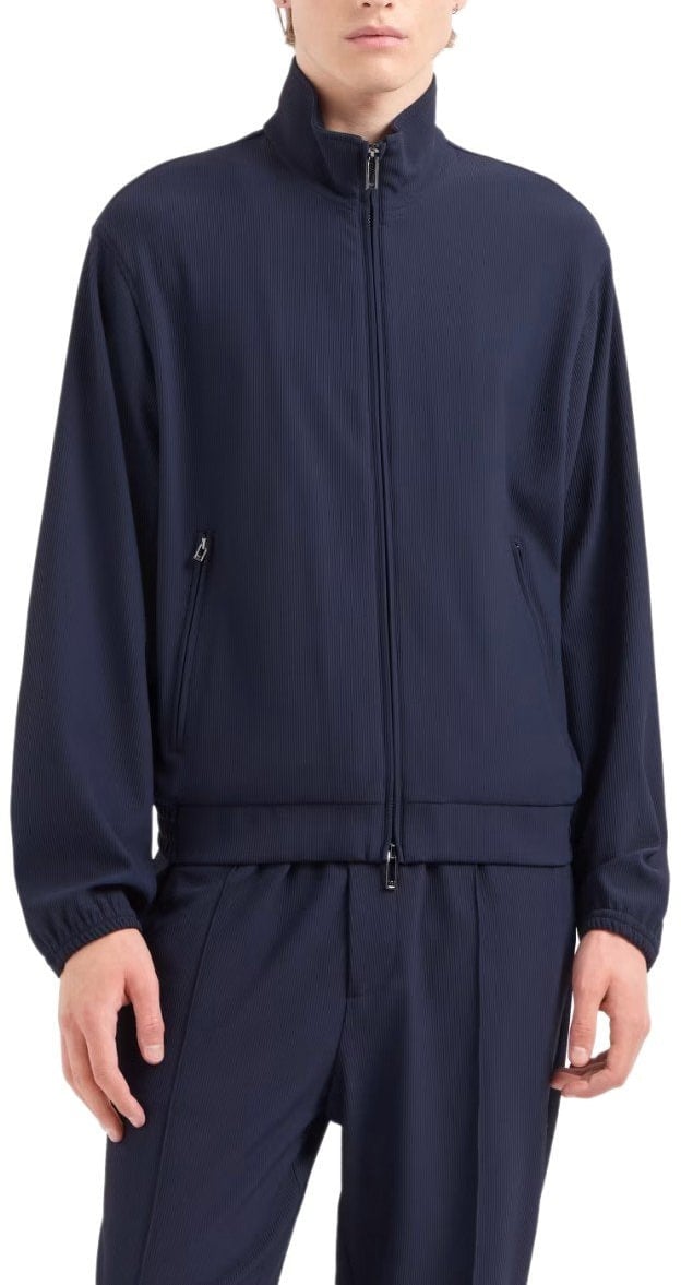 Emporio Armani EMPORIO ARMANI NAVY RIBBED JACKET Blauw