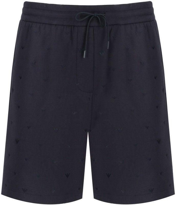 Emporio Armani EMPORIO ARMANI NAVY MONOGRAM BERMUDA SHORTS Blauw