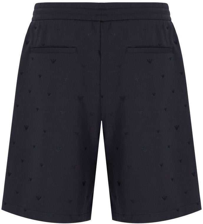 Emporio Armani EMPORIO ARMANI NAVY MONOGRAM BERMUDA SHORTS Blauw