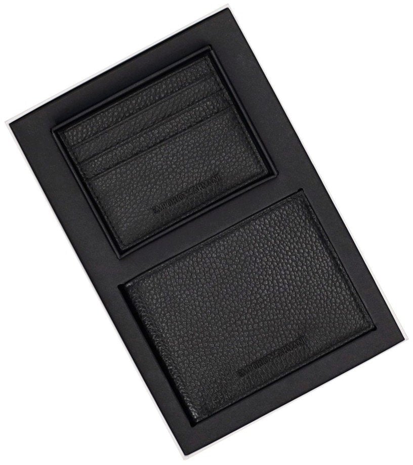 Emporio Armani EMPORIO ARMANI WALLET+CARD HOLDER SET Zwart