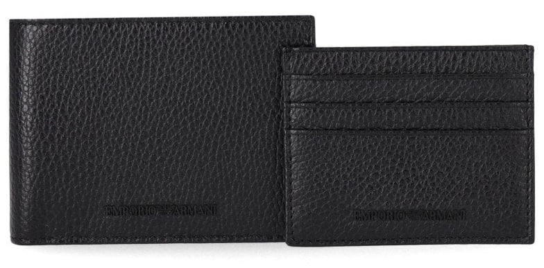 Emporio Armani EMPORIO ARMANI WALLET+CARD HOLDER SET Zwart