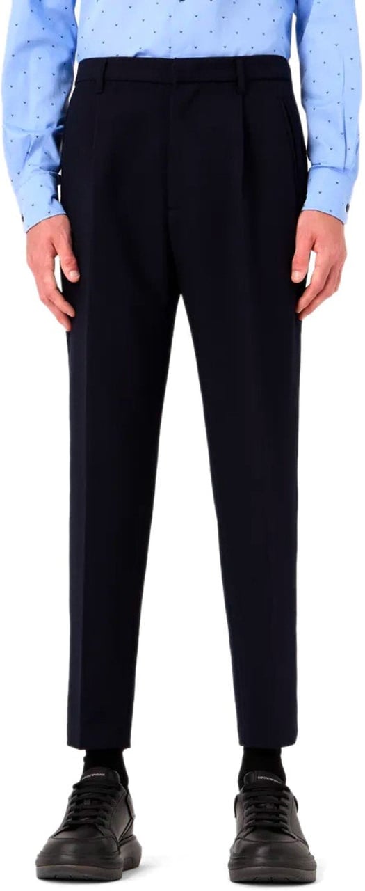 Emporio Armani EMPORIO ARMANI NAVY VISCOSE BLEND PANTS Blauw