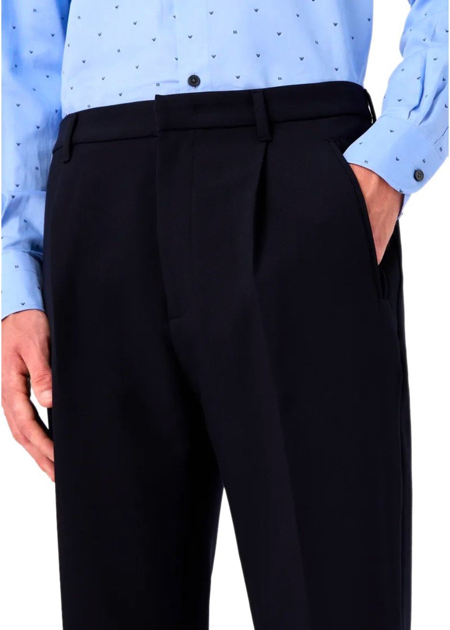 Emporio Armani EMPORIO ARMANI NAVY VISCOSE BLEND PANTS Blauw