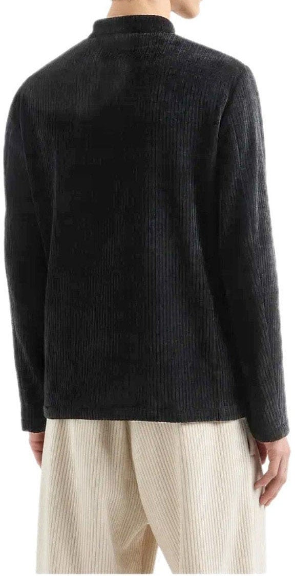 Emporio Armani EMPORIO ARMANI RIBBED JACKET WITH MANDARIN COLLAR Zwart