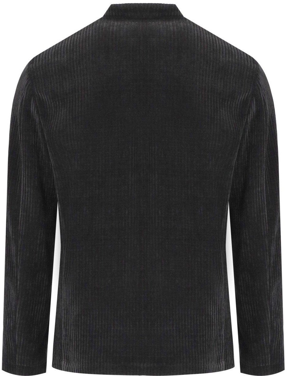 Emporio Armani EMPORIO ARMANI RIBBED JACKET WITH MANDARIN COLLAR Zwart