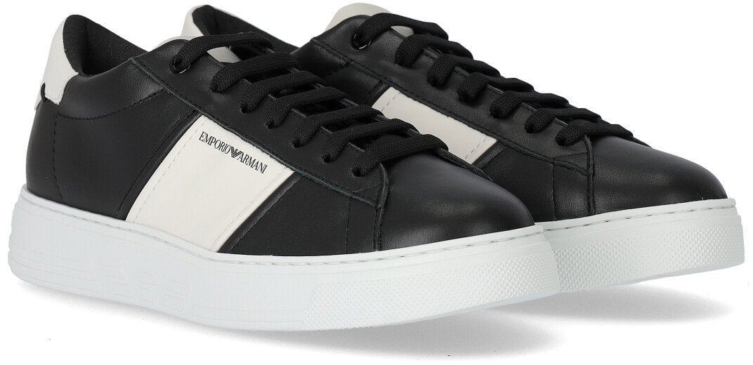 Emporio Armani EMPORIO ARMANI WHITE SNEAKER WITH LOGO Zwart