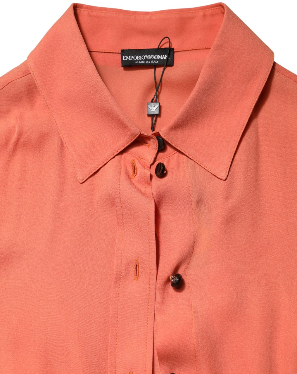 Emporio Armani Orange Collared Button Down Long Sleeves Top Oranje