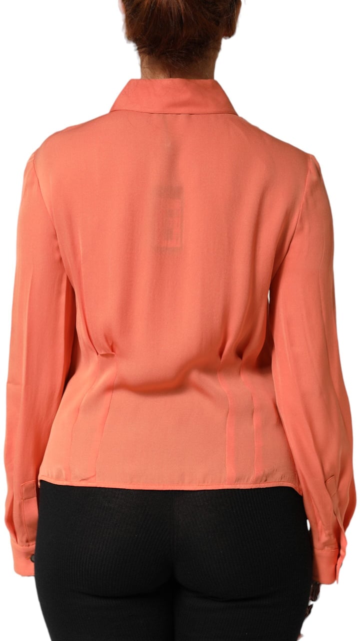 Emporio Armani Orange Collared Button Down Long Sleeves Top Oranje
