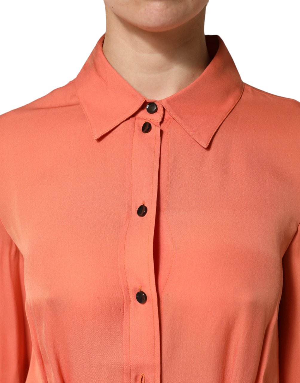 Emporio Armani Orange Collared Button Down Long Sleeves Top Oranje