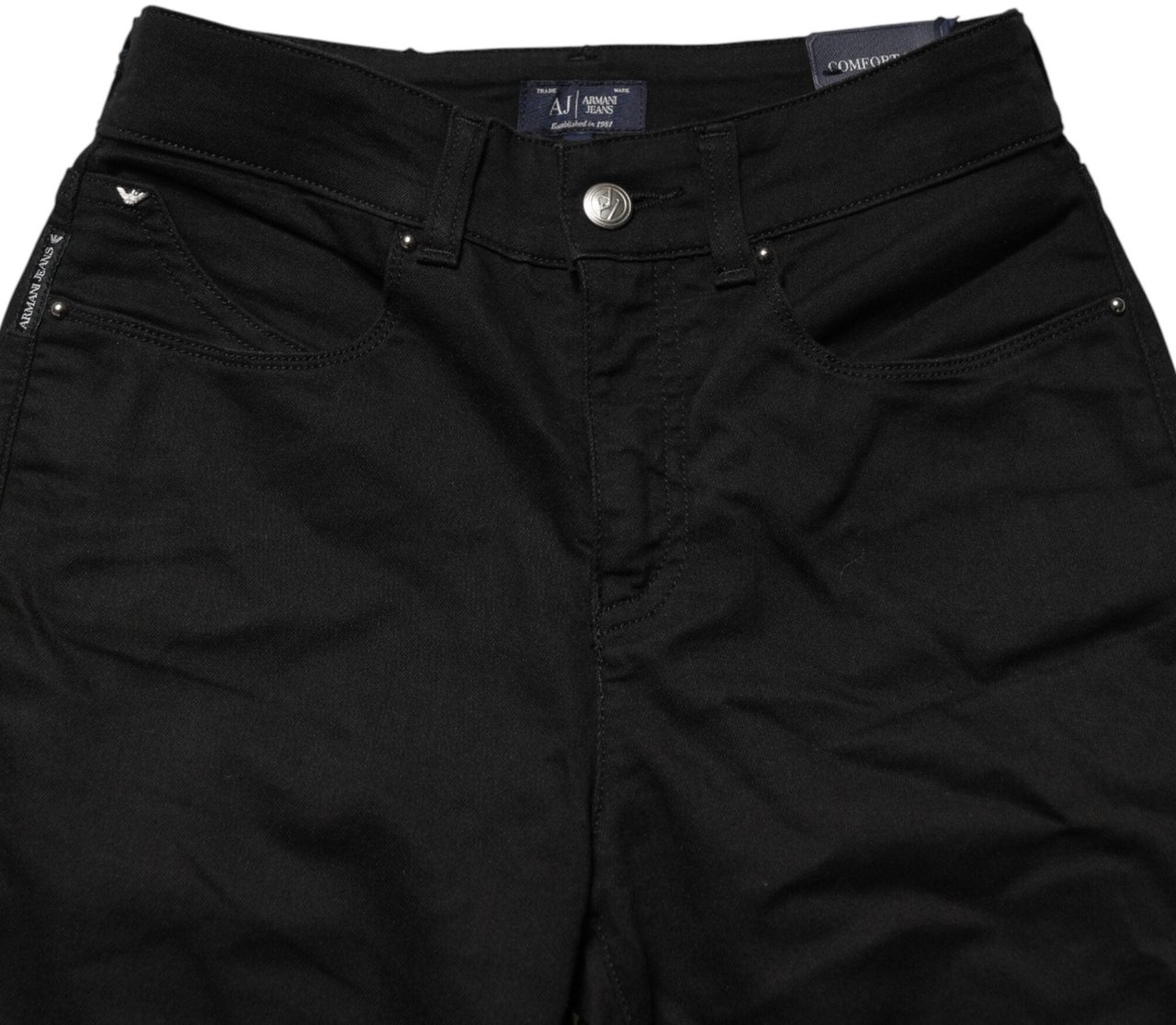 Emporio Armani Armani Jeans Black Mid Waist Cotton Stretch Skinny Denim Jeans Zwart