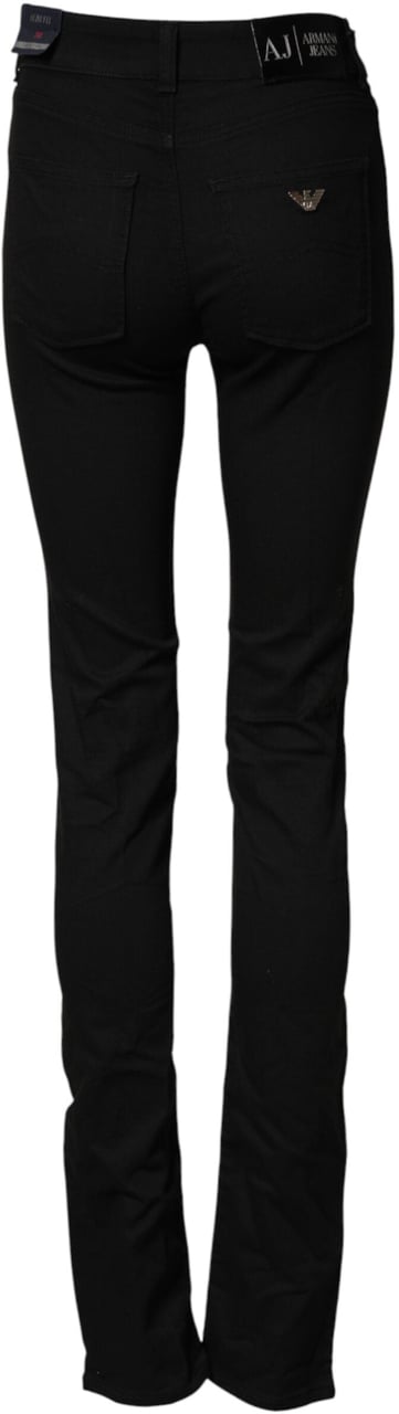 Emporio Armani Armani Jeans Black Mid Waist Cotton Stretch Skinny Denim Jeans Zwart