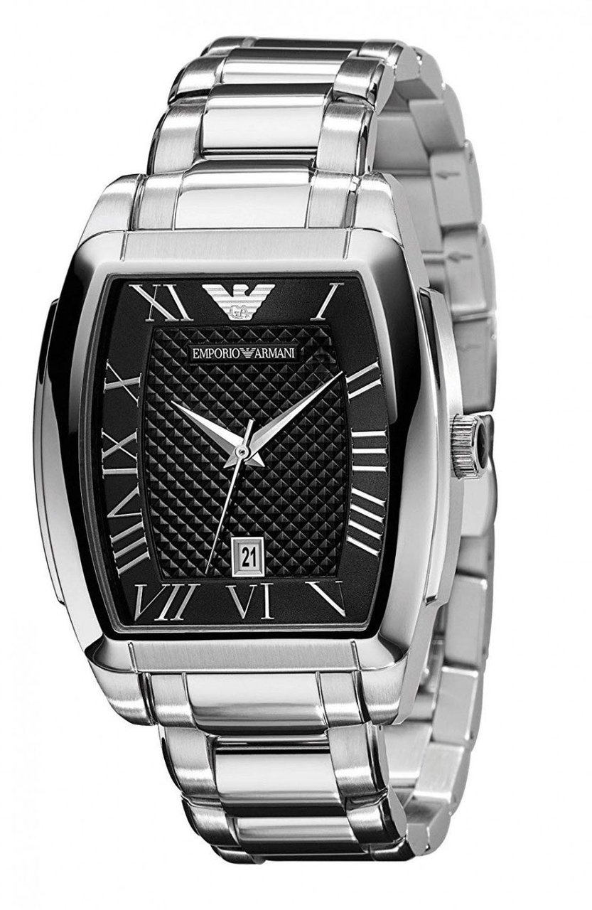 Emporio Armani Armani Herenhorloge Zilverkleurig Zwarte Wijzerplaat Zilver