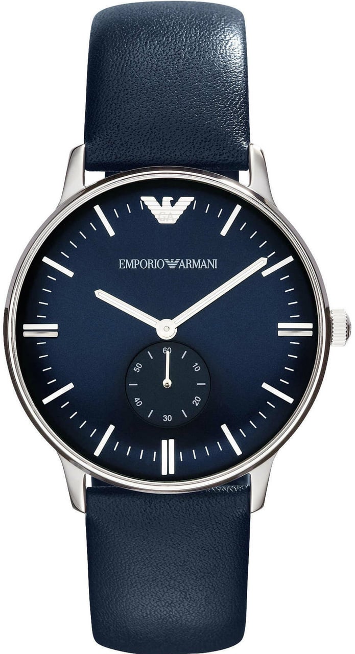 Emporio Armani Armani Herenhorloge Grijze RVS Blauwe Wijzerplaat 40 mm Blauw